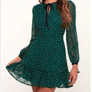 Green polka dot floral dress